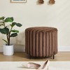 Syemin Ottomans and Benches Upholstered Round Pouf Ottoman Foot Rest, Faux Fur Footstool, Storage Ottomans Toy Box, Brown, 22.05"*22.05"*19.24" - 2 of 4