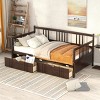 Twin Size Daybed with Storage Drawers and Guard Rails, Solid Pine Wood Sofa Bed for Bedroom or Living Room-Baofuwish - 2 of 4
