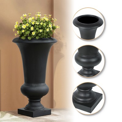 Elegant 25" Matte Black MgO Slim Urn Planter for Outdoor Elegance