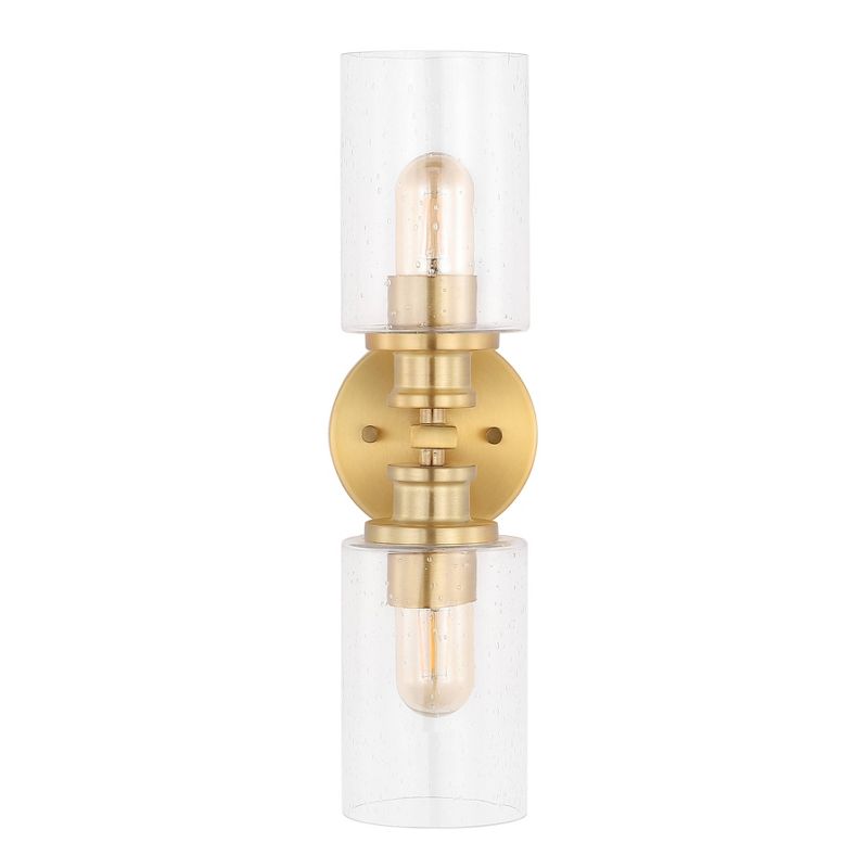 16.5&#34; LED 2-Light Jules Edison Cylinder Iron/Seeded Glass Contemporary Wall Light Brass Gold - JONATHAN Y, 5 of 8
