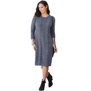 Jessica London Women's Plus Size Cable Sweater Dress - 1 of 4