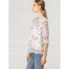 INSPIRE CHIC Women's Round Neck Ruffle 3/4 Sleeve Floral Print Chiffon Blouse - 4 of 4