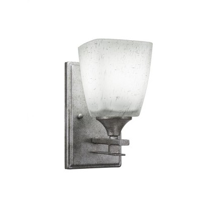 Toltec Lighting Uptowne 1 - Light Sconce in  Aged Silver with 4.5" Square White Muslin Shade