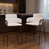 HomeRoots Set of Two 30" Cream and Black Faux Shearling and Steel Bar Height Bar Chairs - 2 of 4