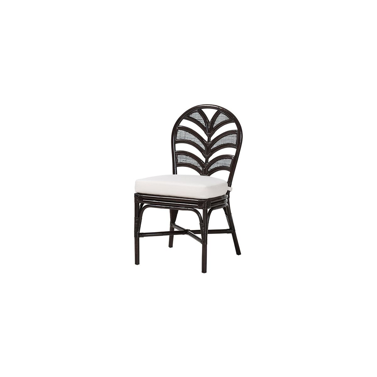 bali & pari,Niven Rattan Dining Chair with Banana Leaf Backrest and Cushion