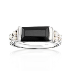 Ross-Simons Onyx Ring With 1.5-2mm Cultured Pearls in Sterling Silver - 1 of 4