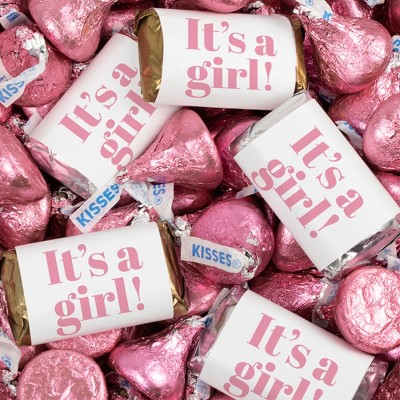 2lb It's a Girl Baby Shower Pink Candy Coated Milk Chocolate Minis (Approx.  1,000 pcs), - By Just Candy