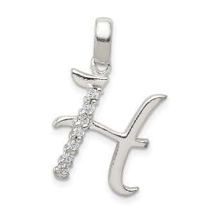 Black Bow Jewelry Sterling Silver and CZ, Lauren Collection, Initial H Pendant - 1 of 4