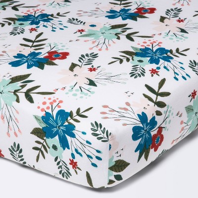 Fitted Crib Sheet Meadow - Cloud Island™ - White/Pink/Blue Floral