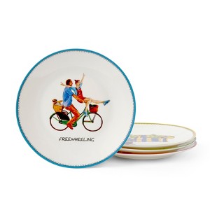 Kit Kemp by Spode 6" Doodles Tidbit Tray, Assorted Taglines, Fine China, Dishwasher Safe, Ideal for Appetizers, Snacks, or Desserts - 1 of 4