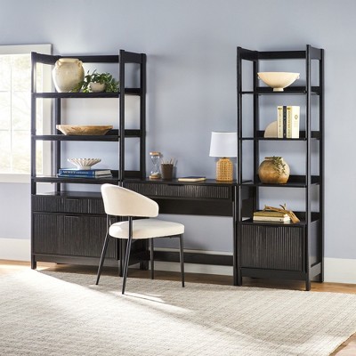 Saracina Home 3pc Transitional Desk with 1 Narrow Bookcase and 1 Wide Bookcase