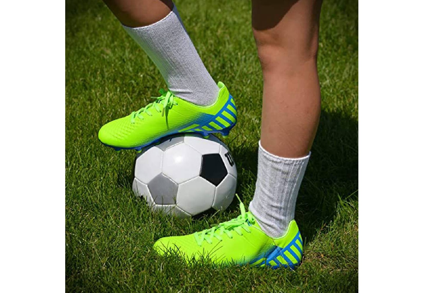 Мужские бутсы Vizari Santos Adult Soccer Cleats for Outdoor Firm Ground Football Game- Green/Blue, цвет: Зелёный — фото 4