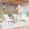 vidaXL Sun Lounger With Table Set of 3 Black loungers, Cream white cushions - 2 of 4