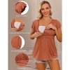 Ekouaer Maternity Shirts 3 Packs Flying Short Sleeve Nursing Tops Pregnancy Clothes Caramel+grey+wine Red L - 2 of 4