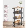 VASAGLE Slim Rolling Cart, 4-Tier Storage Cart, Narrow Cart with Handle, 8.7 Inches Deep, Metal Frame, Rustic Brown and Classic Black - 3 of 4