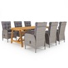vidaXL Dining Set Grey Solid Acacia wood, PE Rattan, Powder-Coated Steel - 2 of 4
