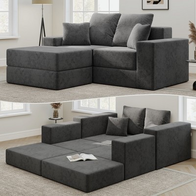 GYIIYUO 75" Modular Sectional Sofa, L-Shape Cloud Boneless Couch, Upholstered Couches for Living Room Bedroom, No Assembly Require