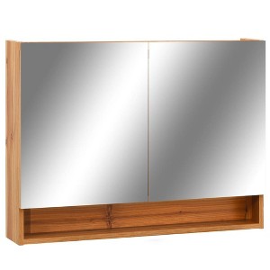 vidaXL Mirror Cabinet Oak and silver MDF with melamine surface, glass - 1 of 4