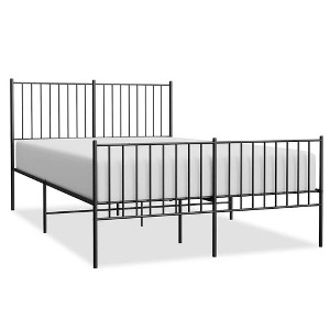 vidaXL Black Metal Full Bed Frame  with Headboard & Footboard, Heavy-Duty, No Mattress - 1 of 4