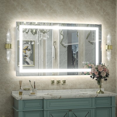 Apmir 24 in. W x 40 in. H Super Bright Front & Back LED Lighted Anti-Fog Tempered Glass Bathroom/Vanity Mirror with ETL & 3-Year Warranty