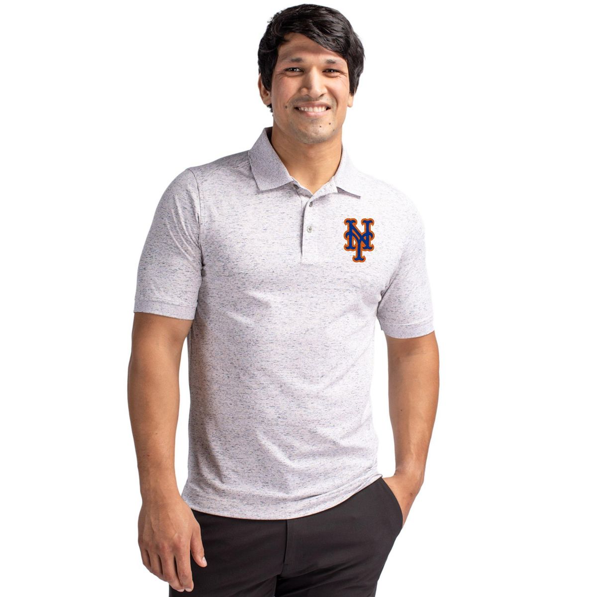 New York Mets Cutter & Buck Advantage Tri-Blend Space Dye Mens Polo - thumbnail 2
