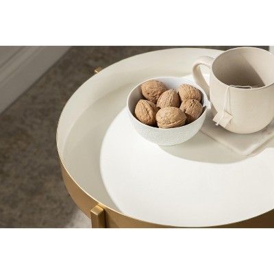 Nira Round Gold Metal Two-Tier Side Table