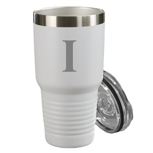 Personalization Mall Personalized Initial Vacuum Insulated Stainless Steel Tumbler, White, 30 oz. - 1 of 1