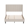 Bed Frame with Velvet Tufted Headboard, Wooden Slats Support Modern Platform Bed (Beige) - 3 of 4