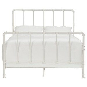 Marmora Industrial Piping Metal Bed - Queen - Antique White - Inspire Q