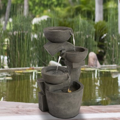 Nature Spring 4-tiered Bowl Outdoor Water Fountain : Target