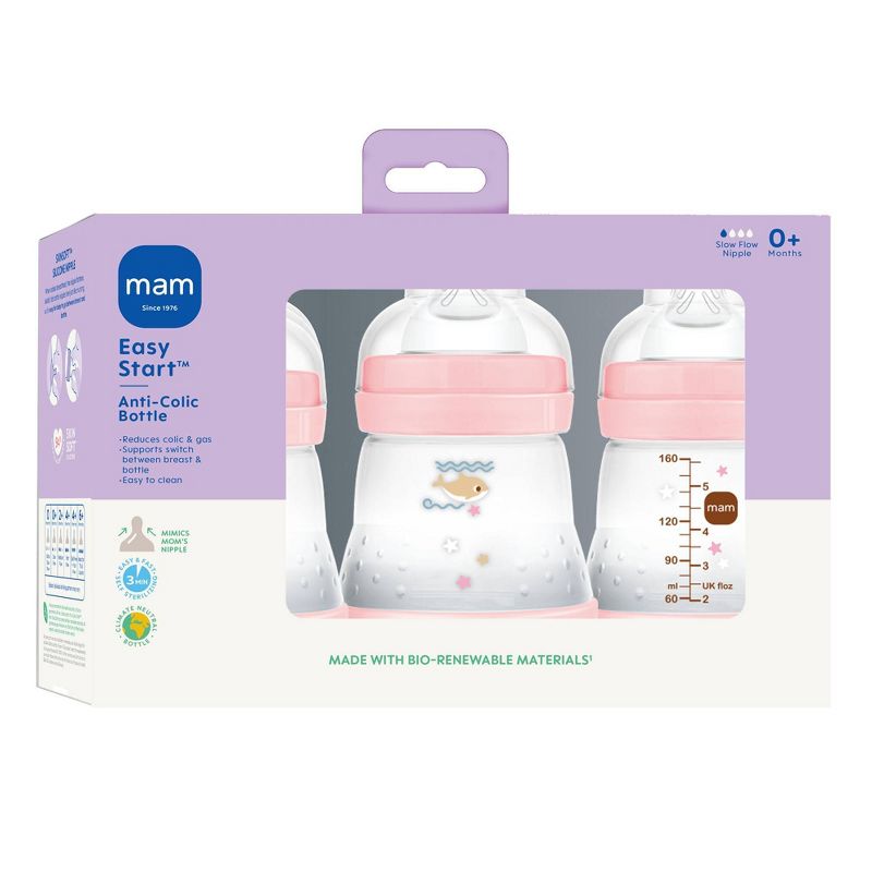 MAM Easy Start Anti-Colic Baby Bottles 0m+ - 5oz/3pk - Girl, 3 of 13
