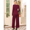 INSPIRE CHIC Women's Long Sleeve V Neck Drawstring Elastic Waist Wide Leg with Pockets Tracksuits - 3 of 4