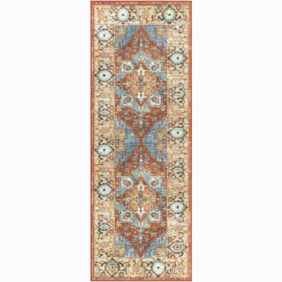 Mark & Day Pingree Grove 2'7"x7'3" Runner Washable Woven Indoor Area Rugs Burnt Orange