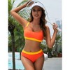 Women's High Waisted Bikini Sets Sporty Two Piece Swimsuits Color Block Cheeky High Cut Bathing Suits - 3 of 4