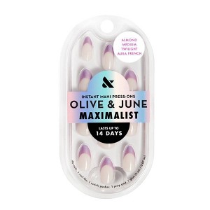Olive & June Press-On Fake Nails - Maximalist - M Almond - Twighlight Aura French - 42ct - 1 of 4