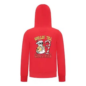 Everyday Kids Christmas Collection Chillin’ Till Christmas Boys Zip Up Hoodie – Holiday Sweatshirt - Red - 1 of 1