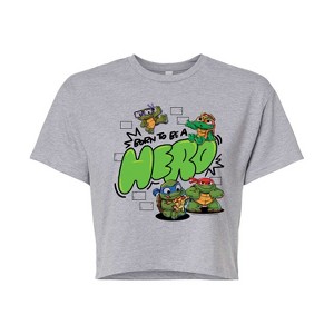 Women's - Teenage Mutant Ninja Turtles Mutant Mayhem - Born To Be A Hero Cropped Graphic T-Shirt - 1 of 4