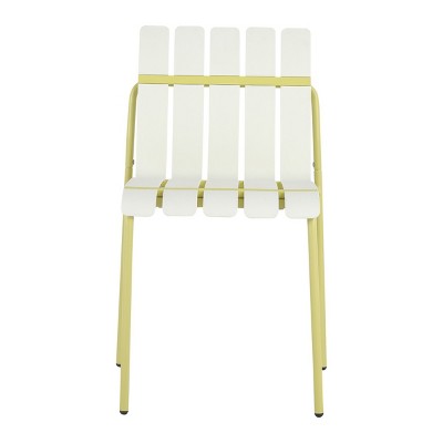 GlasFlength Accent Chairs Modern Striped Seating Waterproof Construction Sturdy Metal Legs For Patio Cafe Terrace, White, 21.06"*22.24"*32.28"