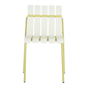 GlasFlength Accent Chairs Modern Striped Seating Waterproof Construction Sturdy Metal Legs For Patio Cafe Terrace, White, 21.06"*22.24"*32.28" - 1 of 4