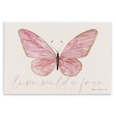 Stupell Industries Live Wild & Free Pink Butterfly Wall Plaque Art