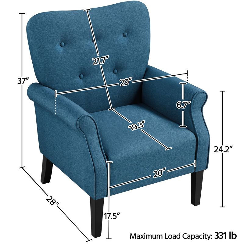 Yaheetech Fabrics Upholstered Accent Chair Arm Chair for Living Room, 3 of 10