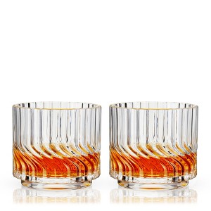Viski Zephyr Crystal Lowball Tumblers, Elegant Cut Crystal Whiskey Glasses, Perfect for Scotch, Bourbon, Cocktails, and Neat Spirits, 8.5 oz, Set of 2 - 1 of 4