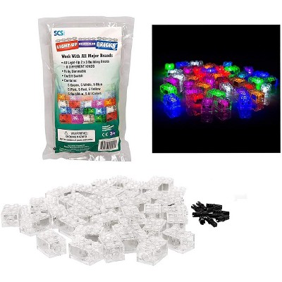 Big Bag of Bricks Light Up Building Bricks - Multicolor, 40 Pack