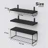 Munora Bathroom Shelf Over Toilet - Floating Wall Mounted Shelf with Wire Basket, Rustic Wood 3-Tier Storage Shelves - 3 of 4