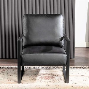 CAVINAS PU Leather/Microfiber/Velvet Upholstered Accent Chair with Metal Frame,Mid Century Arm Chair with Cushion for Bedroom,Reading Room - 1 of 4