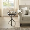 Modern Minimalist Intersecting Tripod Leg Side Table Black/Faux White Marble - Saracina Home: Powder-Coated Steel Frame, 21" Height - 4 of 4