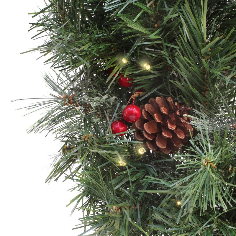 24" Prelit Glistening Pine Wreath LED White Lights - National Tree Company, 3 of 6