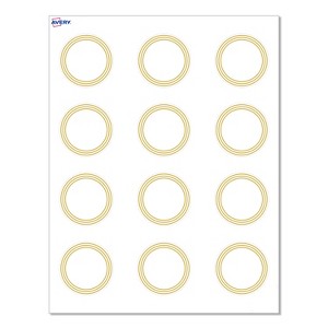 Avery® Cards, 2" Diameter, Multi-Lined Gold Border, Matte White, 120ct - 1 of 4