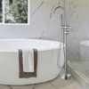 Cobbe Floor Standing Bathtub Faucet Vertical Bathtub Faucet with Handheld Shower and Tub Spout Brushed Nickel - 2 of 4