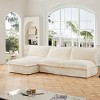 Upholstered Sectional Sofa, 3 Seater Armless Sectional Sofa with Reversible Ottoman, Sectional Sofas with Corduroy Fabric-Cuddlewood - 2 of 4